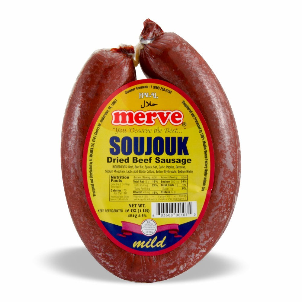 Merve Beef Soujouk Mild Round 1lb